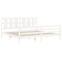 Doppelbettgestell mit weißem Massivholz-Kopfteil von vidaXL, Betten und Lattenroste - Ref: Foro24-3194132, Preis: 166,88 €, R...
