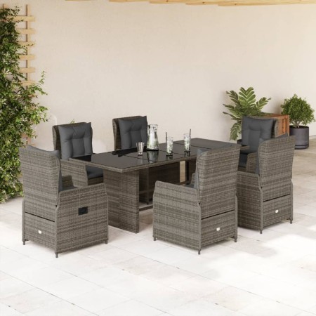 Set comedor jardín 7 pzas y cojines ratán sintético gris de vidaXL, Conjuntos de jardín - Ref: Foro24-3262783, Precio: 1,00 €...