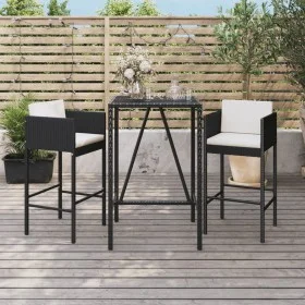 Garden high table and stools 3 pieces with black PE rattan cushions by vidaXL, Garden sets - Ref: Foro24-3200661, Price: 260,...
