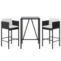 Hoher Gartentisch und Hocker 3 Stück und Kissen PE Rattan schwarz von vidaXL, Gartensets - Ref: Foro24-3200661, Preis: 267,76...