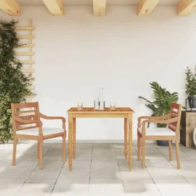 Garden dining set 3 pieces with white cushions teak wood by vidaXL, Garden sets - Ref: Foro24-3155978, Price: 410,06 €, Disco...