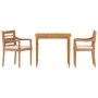 3-teiliges Garten-Esszimmerset und weiße Kissen aus Teakholz von vidaXL, Gartensets - Ref: Foro24-3155978, Preis: 410,02 €, R...