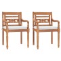 3-teiliges Garten-Esszimmerset und weiße Kissen aus Teakholz von vidaXL, Gartensets - Ref: Foro24-3155978, Preis: 417,38 €, R...
