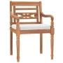 3-teiliges Garten-Esszimmerset und weiße Kissen aus Teakholz von vidaXL, Gartensets - Ref: Foro24-3155978, Preis: 410,02 €, R...