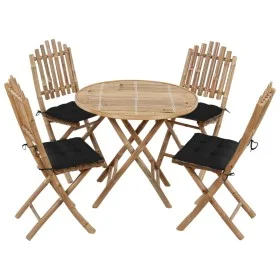 Folding 5-piece garden dining set with bamboo cushions by vidaXL, Garden sets - Ref: Foro24-3063982, Price: 268,29 €, Discoun...
