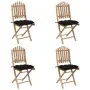 Folding 5-piece garden dining set with bamboo cushions by vidaXL, Garden sets - Ref: Foro24-3063982, Price: 268,29 €, Discoun...
