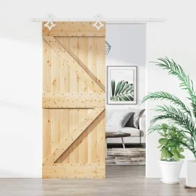 Schiebetür mit Beschlägen aus massivem Kiefernholz 85x210 cm von vidaXL, Türen - Ref: Foro24-3203158, Preis: 192,72 €, Rabatt: %
