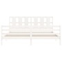 Double bed frame with white solid wood headboard by vidaXL, Beds and slatted bases - Ref: Foro24-3194132, Price: 166,88 €, Di...
