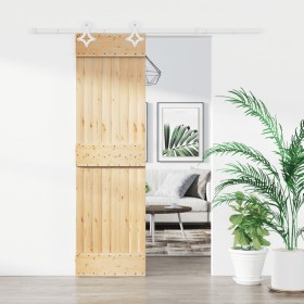 Schiebetür mit Beschlägen aus massivem Kiefernholz 70x210 cm von vidaXL, Türen - Ref: Foro24-3203179, Preis: 182,72 €, Rabatt: %