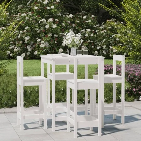 Garden table set and high stools 5 pieces white pine wood by vidaXL, Garden sets - Ref: Foro24-3154741, Price: 285,17 €, Disc...