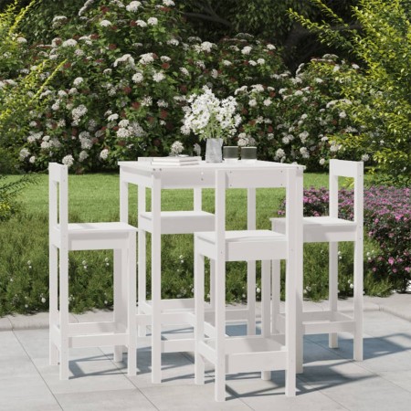 Set aus Tisch und hohen Gartenhockern 5 Stück Zirbenholz weiß von vidaXL, Gartensets - Ref: Foro24-3154741, Preis: 288,83 €, ...