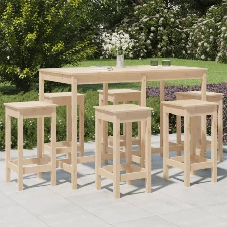 Garden table and high stools 7 pieces solid pine wood by vidaXL, Garden sets - Ref: Foro24-3154755, Price: 423,94 €, Discount: %