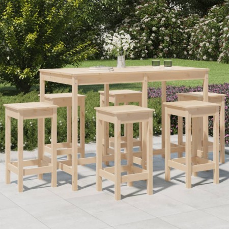 Hoher Gartentisch und Hocker 7 Stück massives Zirbenholz von vidaXL, Gartensets - Ref: Foro24-3154755, Preis: 430,71 €, Rabat...