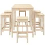 Hoher Gartentisch und Hocker 7 Stück massives Zirbenholz von vidaXL, Gartensets - Ref: Foro24-3154755, Preis: 423,94 €, Rabat...