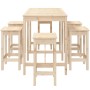 Hoher Gartentisch und Hocker 7 Stück massives Zirbenholz von vidaXL, Gartensets - Ref: Foro24-3154755, Preis: 430,71 €, Rabat...