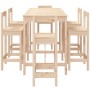Set aus hohem Gartentisch und Hockern 7 Stück massives Kiefernholz von vidaXL, Gartensets - Ref: Foro24-3154760, Preis: 382,1...