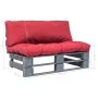 Garden sofa made of pallets with red cushions and pine wood. by vidaXL, Outdoor sofas - Ref: Foro24-275289, Price: 114,71 €, ...