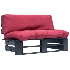 Sofá de palets de jardín con cojines rojos madera de pino by vidaXL, Outdoor sofas - Ref: Foro24-277412, Price: 113,29 €, Dis...