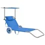 Klappbare Sonnenliege mit Markise und Rädern grauer Stahl von vidaXL, Liegen - Ref: Foro24-44322, Preis: 73,98 €, Rabatt: %