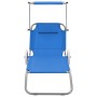 Klappbare Sonnenliege mit Markise und Rädern grauer Stahl von vidaXL, Liegen - Ref: Foro24-44322, Preis: 75,42 €, Rabatt: %