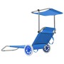 Folding sun lounger with canopy and gray steel wheels by vidaXL, Loungers - Ref: Foro24-44322, Price: 83,71 €, Discount: %