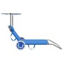 Folding sun lounger with canopy and gray steel wheels by vidaXL, Loungers - Ref: Foro24-44322, Price: 83,71 €, Discount: %