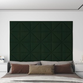 Paneles de pared 12 uds terciopelo verde oscuro 30x30cm 0,54 m²