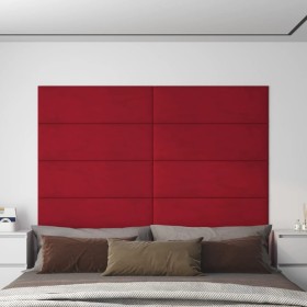 Paneles de pared 12 uds terciopelo rojo tinto 90x30 cm 3,24 m²