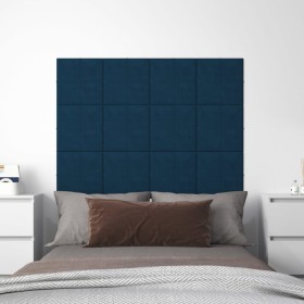 Paneles de pared 12 uds terciopelo azul 30x30 cm 1,08 m²