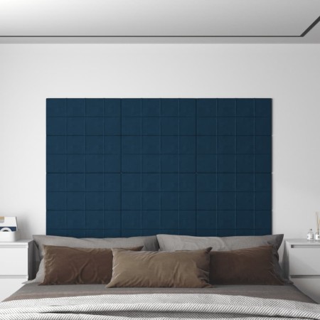 Paneles de pared 12 uds terciopelo azul 60x30 cm 2,16 m²