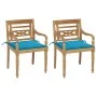 Batavia chairs 2 units solid teak with blue cushions by vidaXL, Garden chairs - Ref: Foro24-3062131, Price: 245,55 €, Discoun...