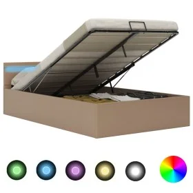 Cama canapé hidráulica LED cuero sintético capuchino 140x200 cm de vidaXL, Camas y somieres - Ref: Foro24-285561, Precio: 359...