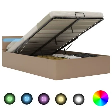 LED-Hydraulikbett aus Kunstleder, Cappuccino, 140 x 200 cm von vidaXL, Betten und Lattenroste - Ref: Foro24-285561, Preis: 35...
