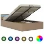 Cama canapé hidráulica LED cuero sintético capuchino 140x200 cm de vidaXL, Camas y somieres - Ref: Foro24-285561, Precio: 359...