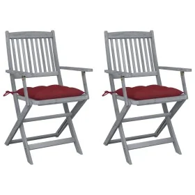 Klappbare Gartenstühle 2 Stück Kissen massives Akazienholz von vidaXL, Gartenstühle - Ref: Foro24-3064506, Preis: 120,78 €, R...