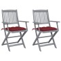 Klappbare Gartenstühle 2 Stück Kissen massives Akazienholz von vidaXL, Gartenstühle - Ref: Foro24-3064506, Preis: 129,06 €, R...