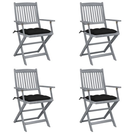 Klappbare Gartenstühle 4 Stück Kissen massives Akazienholz von vidaXL, Gartenstühle - Ref: Foro24-3064531, Preis: 185,32 €, R...