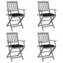 Klappbare Gartenstühle 4 Stück Kissen massives Akazienholz von vidaXL, Gartenstühle - Ref: Foro24-3064531, Preis: 182,83 €, R...