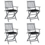 Klappbare Gartenstühle 4 Stück Kissen massives Akazienholz von vidaXL, Gartenstühle - Ref: Foro24-3064531, Preis: 185,32 €, R...