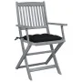 Folding garden chairs 4 pcs with solid acacia wood cushions by vidaXL, Garden chairs - Ref: Foro24-3064531, Price: 182,83 €, ...