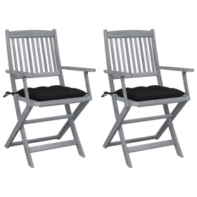 Klappbare Gartenstühle 2 Stück Kissen massives Akazienholz von vidaXL, Gartenstühle - Ref: Foro24-3064504, Preis: 129,06 €, R...