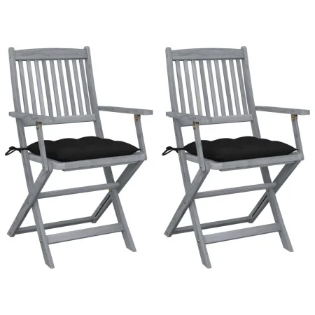Folding garden chairs 2 units with solid acacia wood cushions by vidaXL, Garden chairs - Ref: Foro24-3064504, Price: 120,77 €...