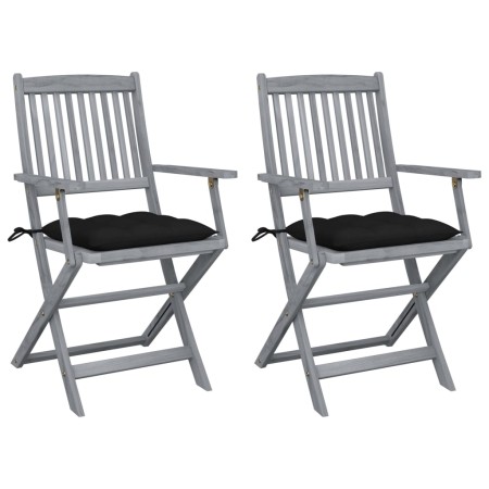 Klappbare Gartenstühle 2 Stück Kissen massives Akazienholz von vidaXL, Gartenstühle - Ref: Foro24-3064504, Preis: 129,06 €, R...