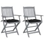 Klappbare Gartenstühle 2 Stück Kissen massives Akazienholz von vidaXL, Gartenstühle - Ref: Foro24-3064504, Preis: 129,06 €, R...