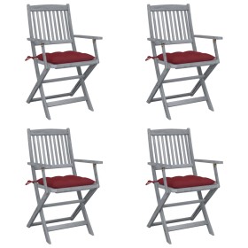 Klappbare Gartenstühle 4 Stück Kissen massives Akazienholz von vidaXL, Gartenstühle - Ref: Foro24-3064533, Preis: 188,37 €, R...