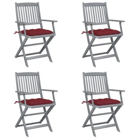 Klappbare Gartenstühle 4 Stück Kissen massives Akazienholz von vidaXL, Gartenstühle - Ref: Foro24-3064533, Preis: 185,96 €, R...