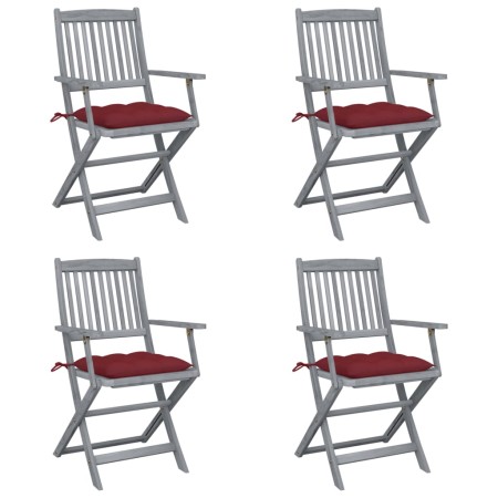 Klappbare Gartenstühle 4 Stück Kissen massives Akazienholz von vidaXL, Gartenstühle - Ref: Foro24-3064533, Preis: 188,37 €, R...