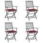 Klappbare Gartenstühle 4 Stück Kissen massives Akazienholz von vidaXL, Gartenstühle - Ref: Foro24-3064533, Preis: 185,96 €, R...