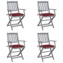 Klappbare Gartenstühle 4 Stück Kissen massives Akazienholz von vidaXL, Gartenstühle - Ref: Foro24-3064533, Preis: 188,37 €, R...