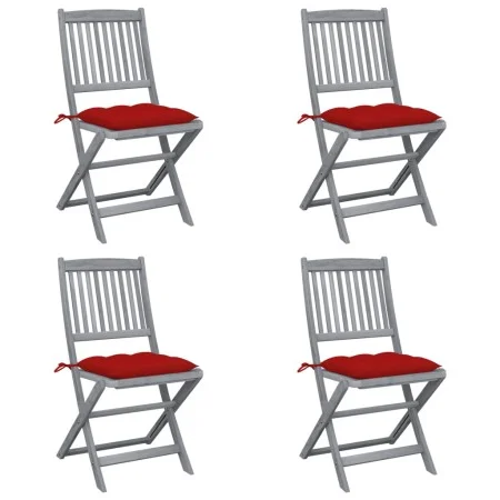 Folding garden chairs 4 pcs with solid acacia wood cushions by vidaXL, Garden chairs - Ref: Foro24-3064584, Price: 206,76 €, ...